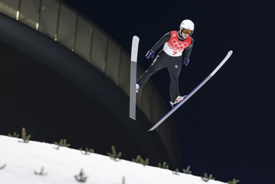 Patrick Gasienica of the U.S. competes at the 2022 Olympic Games in Beijing.