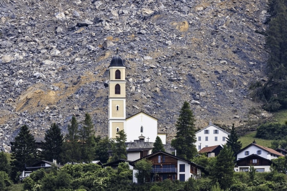 A rockslide behind the Swiss village of Brienz on Friday, June 16, 2023. 