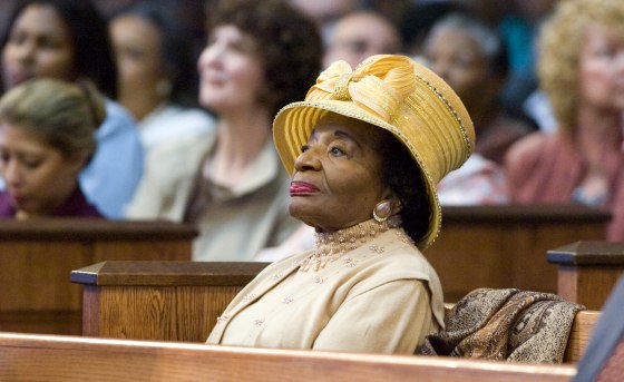 Christine King Farris attends services at Ebenezer Baptist Church in Atlanta