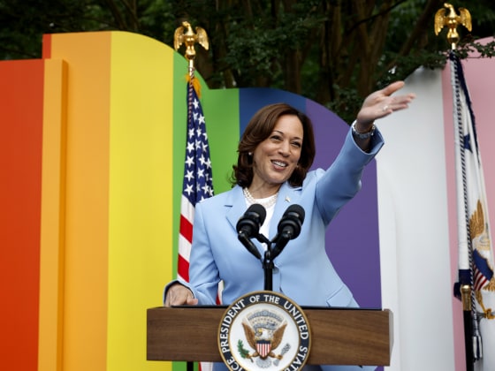 Kamala Harris during an event celebrating Pride Month in Washington, D.C.,
