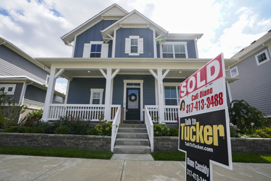A "sold" sign is posted on.a home in Westfield, Ind.