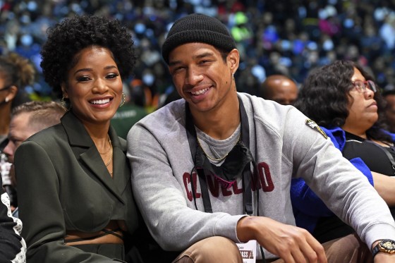 Keke Palmer and Darius Jackson attend the NBA x HBCU Classic in Cleveland, Ohio.