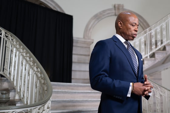New York City Mayor Eric Adams during a briefing in April.