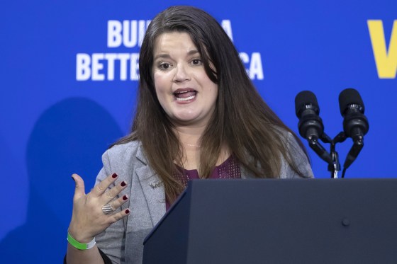 New Mexico Secretary of State Maggie Toulouse Oliver speaks during a campaign rally with President Biden and fellow Democrats in Albuquerque, N.M., Nov. 3, 2022. The top state election official in New Mexico has spoken with federal prosecutors as part of the special counsel’s probe into the 2020 election, the official's spokesman said Friday, July 14, 2023. The meeting with Toulouse Oliver occurred sometime in the past few months, according to spokesman Alex Curtas, who declined further comment.