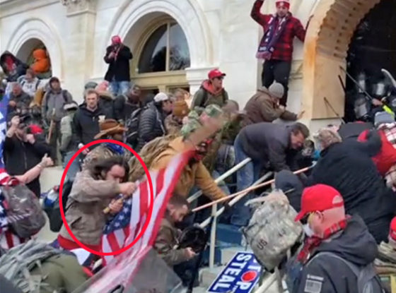 Peter Stager beat a police officer with the flagpole he was carrying at the Capitol on Jan. 6, 2021.