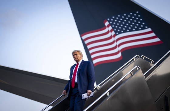 Donald Trump arrives at Newark Liberty International Airport in Newark, N.J.