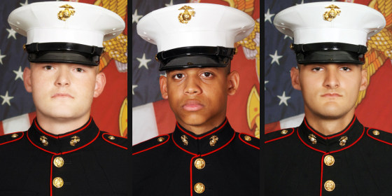 Lance Cpl. Tanner J. Kaltenberg, Lance Cpl. Ivan R. Garcia and Lance Cpl. Merax C. Dockery.