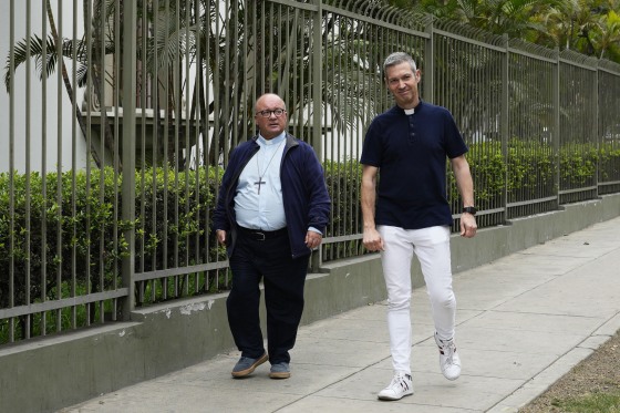 Vatican investigators Archbishop Charles Scicluna, left, and Monsignor Jordi Bertomeu