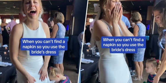 Toddler Uses Bride's Dress As A 'Napkin' In Viral TikTok