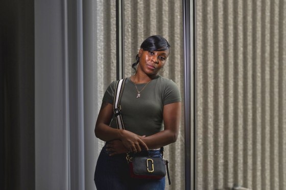 Porcha Woodruff, 32, the first woman known to be wrongfully accused as a result of facial recognition technology, in Oak Park, Mich., Aug. 5, 2023. 