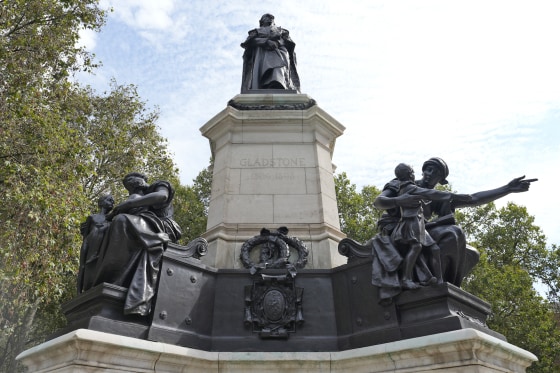 The Gladstone Memorial, a statue of former British Prime Minister William Gladstone, the son of sugar and coffee plantation owner John Gladstone, in London.