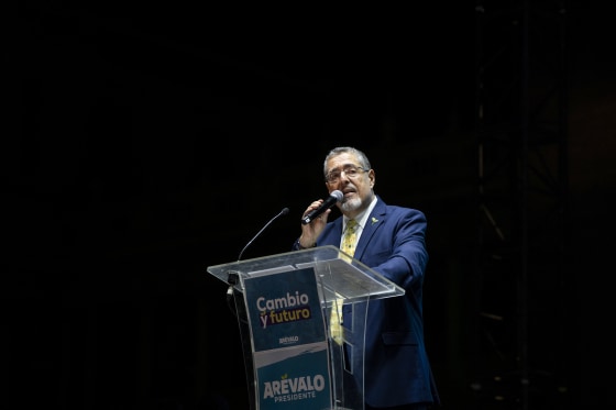 Bernardo Arévalo at a campaign rally in Guatemala City on Aug. 16, 2023.