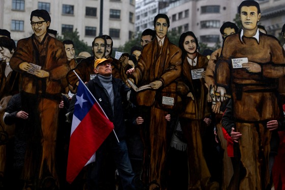 A commemoration in Santiago, Chile, on July 22, 2023, for the at least 119 opponents of the Pinochet dictatorship disappeared by the Chilean secret police during Operation Colombo in 1975.