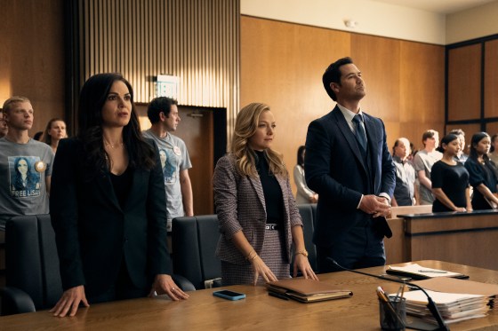 Lana Parilla as Lisa Trammell, Becki Newton as Lorna Crane and Manuel Garcia-Rulfo as Mickey Haller in Season Two of "The Lincoln Lawyer."