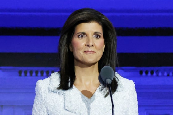 Nikki Haley at the Republican Presidential primary debate in Milwaukee on Aug. 23, 2023. 