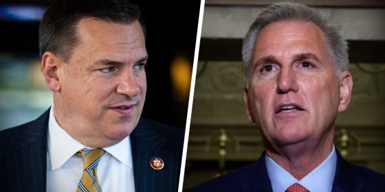 Rep. Richard Hudson, R-N.C., left, and House Speaker Kevin McCarthy.
