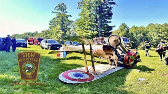 World War I-era plane flips onto its roof in bid to land near Massachusetts museum
