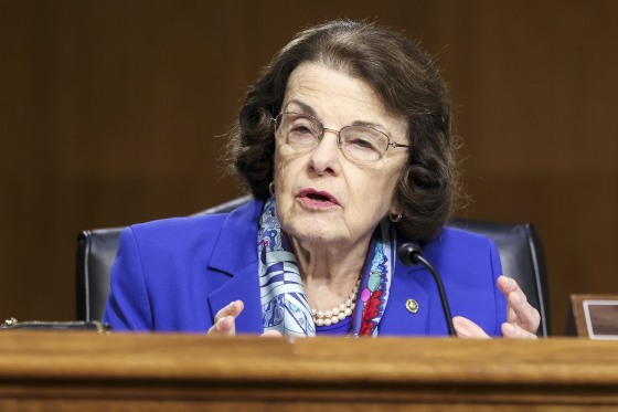 In this April 20, 2021, file photo, Sen. Dianne Feinstein, D-Calif., speaks during a Senate Appropriations Committee hearing to examine the American Jobs Plan, focusing on infrastructure, climate change, and investing in our nation's future on Capitol Hill in Washington. The sweeping $1 trillion infrastructure bill approved by the Senate this week includes funding for Western water projects that farmers, water providers and environmentalists say are badly needed across the parched region.