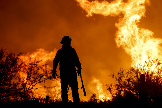 A forest fire on the outskirts of Villa Carlos Paz, Argentina.