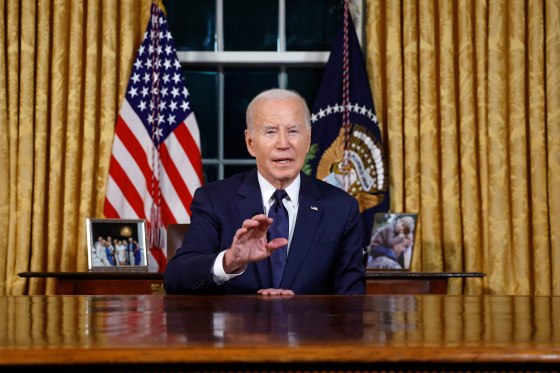 President Joe Biden addresses the nation from the Oval Office on Oct. 19, 2023.