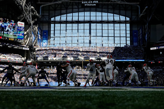 The Cleveland Browns and Indianapolis Colts at Lucas Oil Stadium in Indianapolis on Oct. 22, 2023.