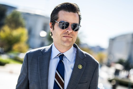 Rep. Matt Gaetz, R-Fla., arrives to the U.S. Capitol on Oct. 25, 2023.