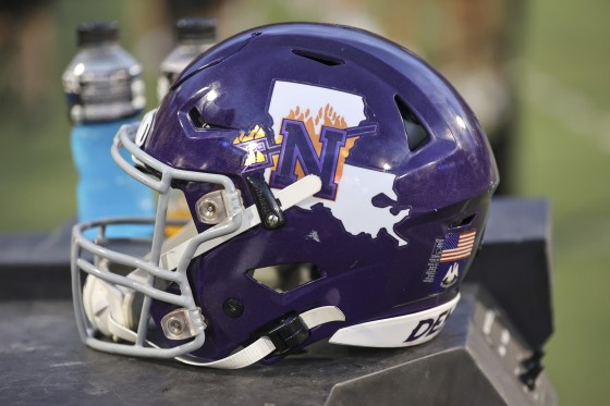 A Northwestern State football helmet.