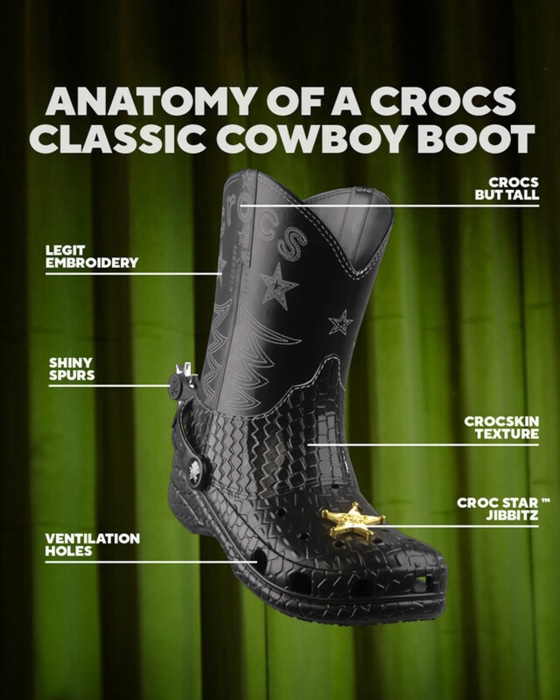 Crocs Classic Cowboy Boot Black