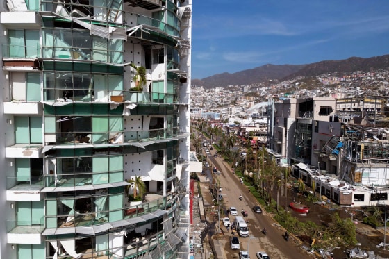 A damaged building after the passage of Hurricane Otis in Acapulco,