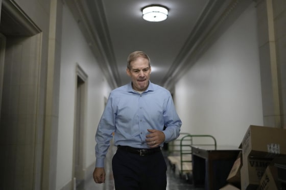 Rep. Jim Jordan, R-Ohio, leaves a House Republican conference meeting on Oct. 24, 2023.