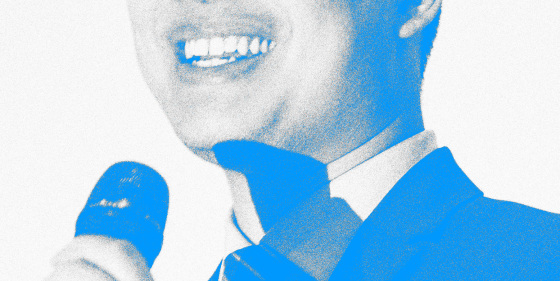 Photo Illustration: A man holidng a microphone