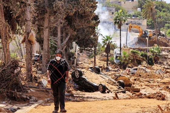 The aftermath of deadly flash floods in Derna, eastern Libya, on Sept. 18, 2023.