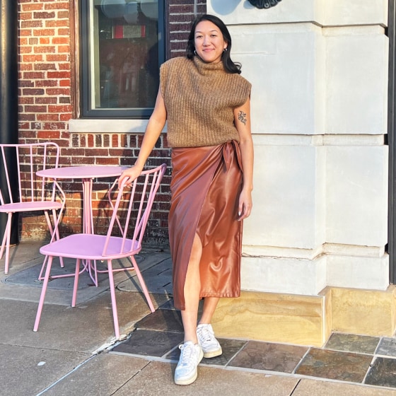 This faux leather skirt looks more expensive than it is — and it's