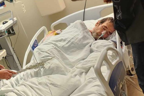 Arthur Janis in a hospital bed.