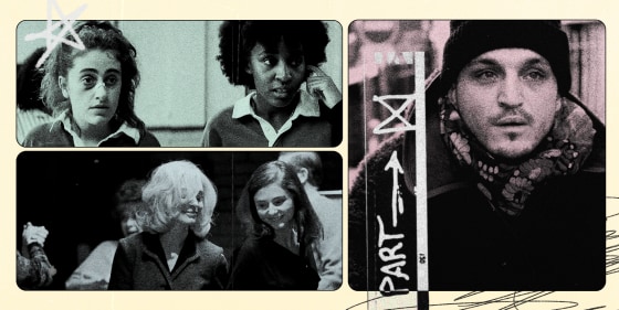 Photo Illustration: Rachel Sennott and Ayo Edebiri in "Bottoms," Franz Rogowski in "Passages," and Anne Hathaway and Thomasin McKenzie in "Eileen"