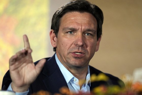 Florida Gov. Ron DeSantis speaks Nov. 17, 2023, in Des Moines, Iowa. 