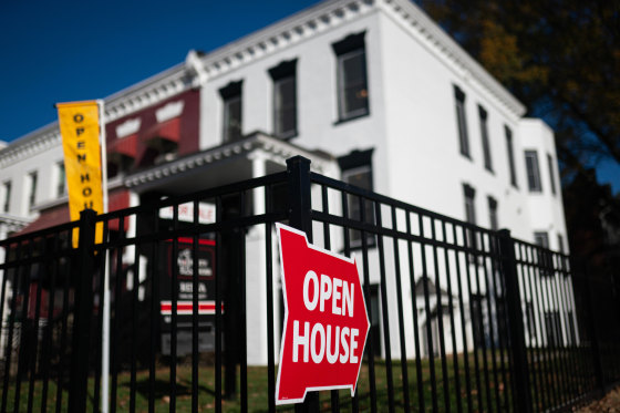 An "Open House" sign outside of a home in Washington, DC,