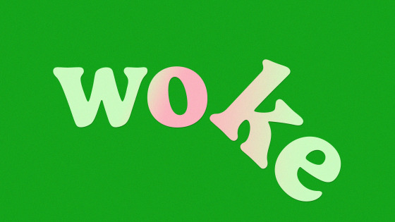 Illustration of the word "woke" broken in half.