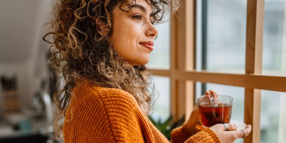 Woman sipping tea