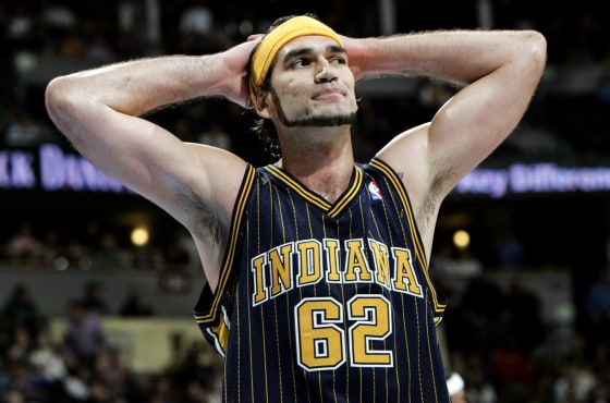 Indiana Pacers center Scot Pollard after the Pacers' 96-87 loss to the Denver Nuggets, in Denver, Colo. on March 3, 2005. 