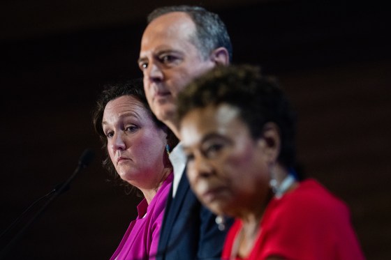 Katie Porter, Adam Schiff, and Barbara Lee, participate in a forum.