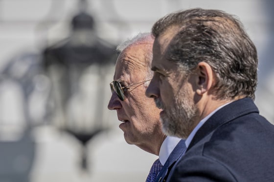 President Joe Biden and his son Hunter Biden at the White House on April 10, 2023.