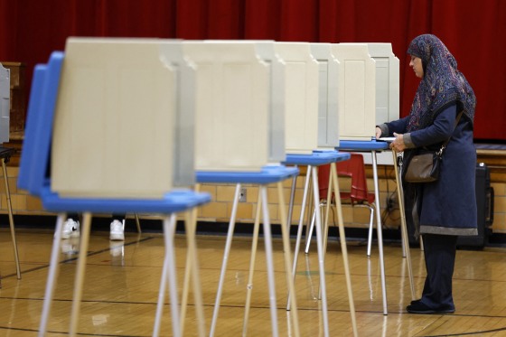 Voters cast their ballots at a polling location in Dearborn, Mich.