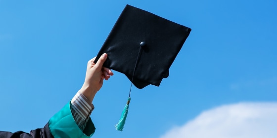 Throwing a cap into the clouds after graduating from university.