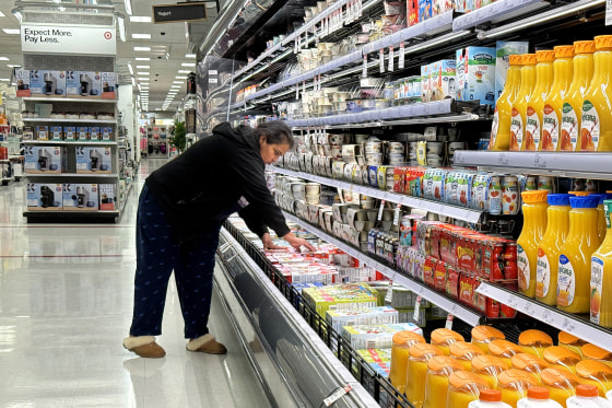 A customer shops for groceries on March 12, 2024 in San Rafael, Calif.