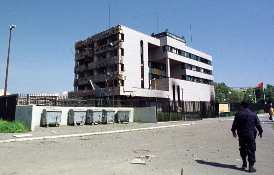 Damaged Chinese Embassy in Belgrade after NATO air strike.