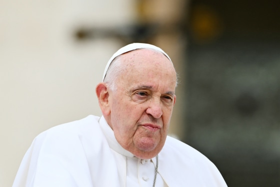 Pope Francis looks on during the weekly general audience 