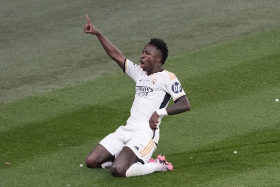 Real Madrid's Vinicius Junior celebrates victory