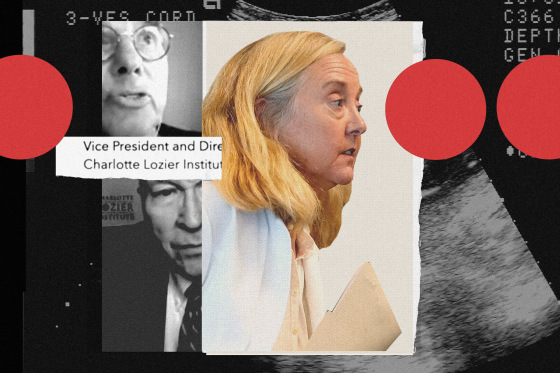 Photo illustration of Dr. James Studnicki, Charles Donovan, and Dr. Ingrid Skop and a background image of a sonogram 