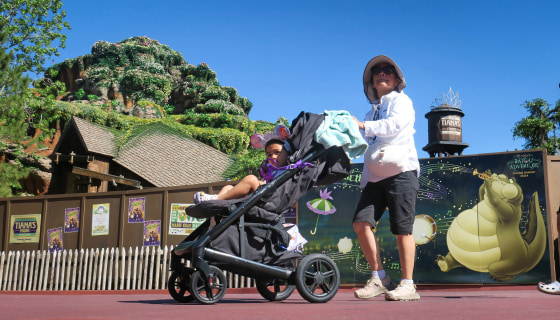 Guests pass by Tiana's Bayou Adventure, the reimagined former Splash Mountain ride, at Walt Disney World on May 23, 2024, opening in Bay Lake, Fla.